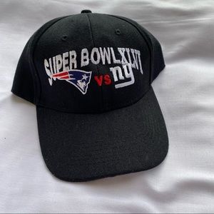 Black Super Bowl XLVI New England Patriots & NY Giants Velcro Baseball Hat